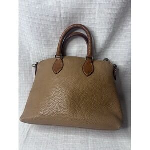 Dooney & Bourke Brown Pebbled Leather Zipper Closure Satchel Crossbody Bag